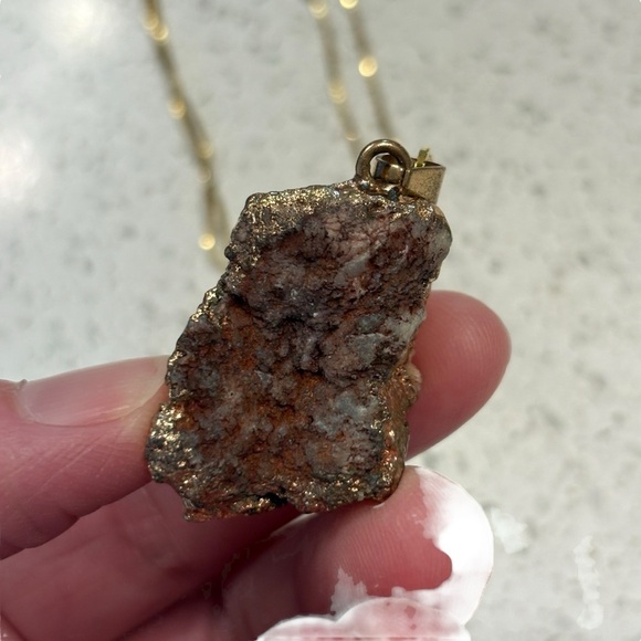 Gold Gemstone Pendant Necklace Crystal - Picture 4 of 7